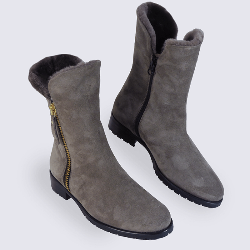 Bottines Moda di Fausto, bottines fourrées confort femme en cuir