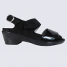 Sandales pour pieds larges Waldlaufer en cuir noir Sandales pour pieds larges Waldlaufer en cuir noir