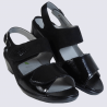 Sandales pour pieds larges Waldlaufer en cuir noir Sandales pour pieds larges Waldlaufer en cuir noir