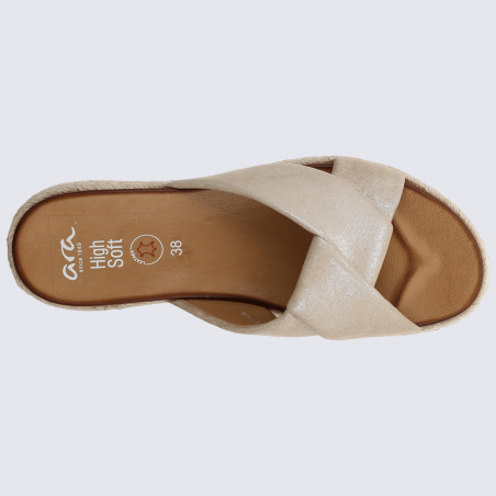 Mules Ara, mules tendances irisées femme en cuir beige