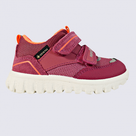 Baskets Superfit, baskets tendances filles en cuir et textile rose et orange