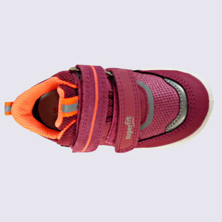 Baskets Superfit, baskets tendances filles en cuir et textile rose et orange