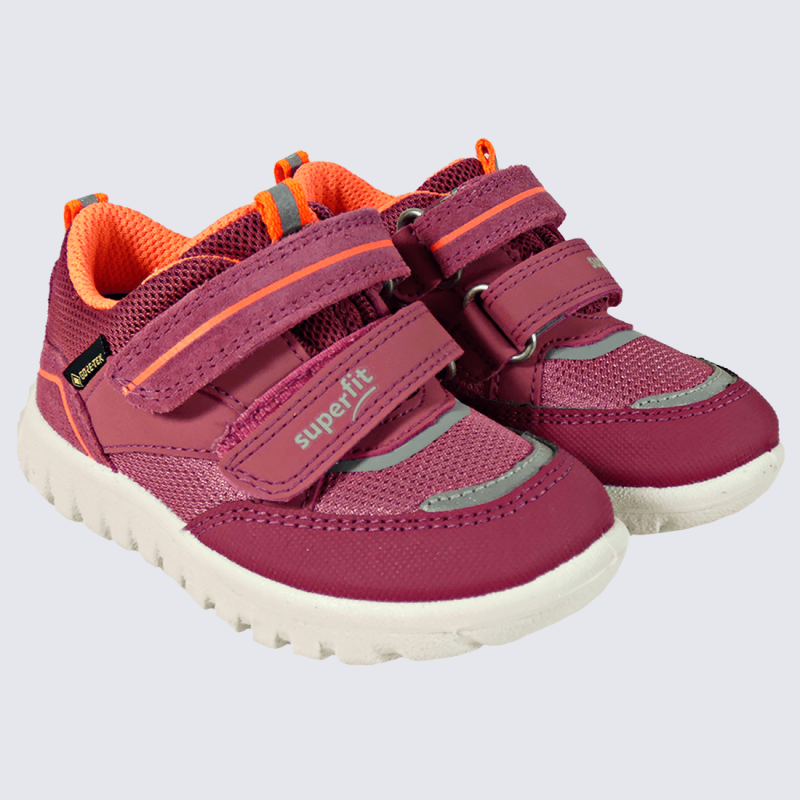Baskets Superfit, baskets tendances filles en cuir et textile rose et orange
