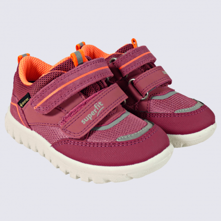 Baskets Superfit, baskets tendances filles en cuir et textile rose et orange