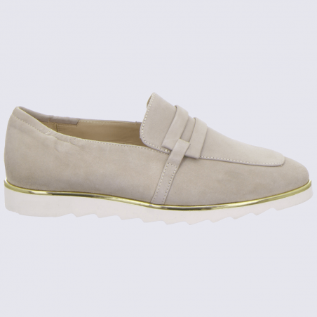 Mocassins Ara, mocassins largeur H femme en cuir beige