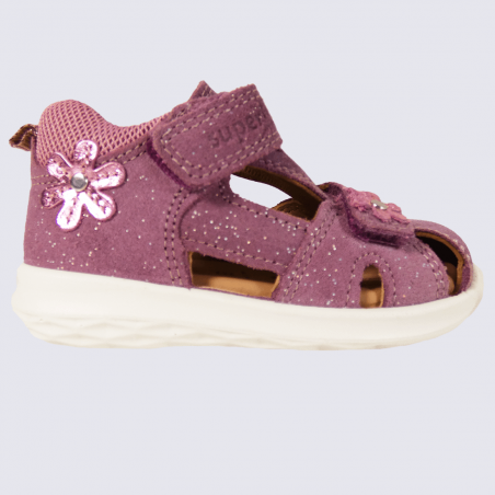 Sandales Superfit, sandales tendances fleurs filles en cuir et textile