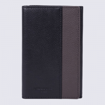 Porte documents pour homme Hexagona en cuir noir et taupe
