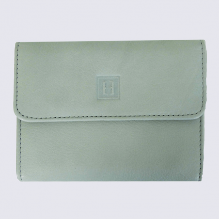 Porte monnaie Hexagona gris galet en cuir tendance