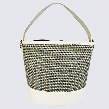 Sac seau Hexagona, sac seau cannage tendance femme ivoire