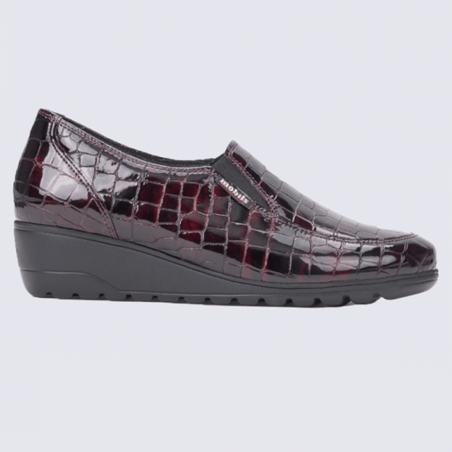 Loafers femme  Mobils en cuir croco bordeaux