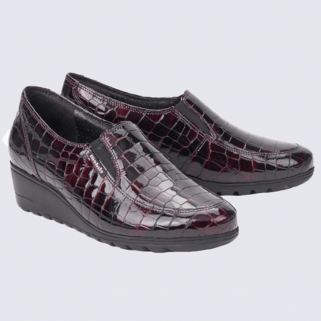 Loafers femme  Mobils en cuir croco bordeaux