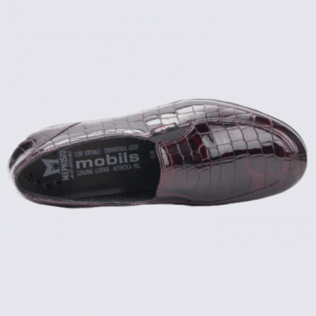 Loafers femme  Mobils en cuir croco bordeaux