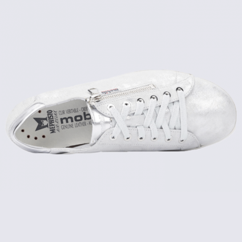 Basket Mephisto Mobils en cuir argenté