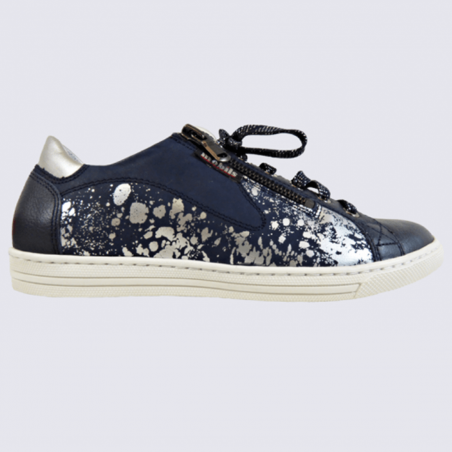 Baskets Mobils, baskets confortables à motifs métallisés femme en cuir navy