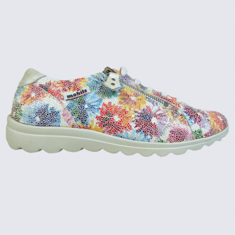 Baskets Mobils, baskets look sport décontracté femme en cuir multicolore