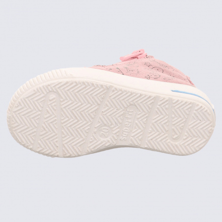 Chaussures Superfit, baskets montantes filles en daim rose et blanc