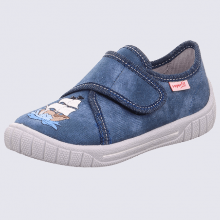 Chaussons Superfit, chaussons à velcros mixtes voilier bleu