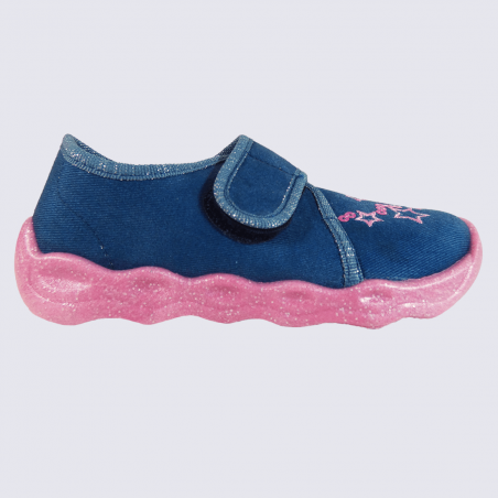 Chaussons Superfit, chaussons étoiles à velcros filles bleu et rose