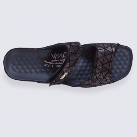 Mules Vital femme en cuir vernis à velcros confort et tendance Mules Vital femme en cuir vernis à velcros confort et tendance