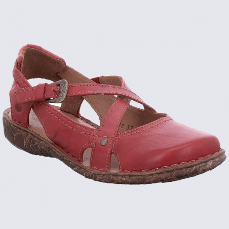 Sandales Josef Seibel, sandales à bouts fermés femme en cuir rouge
