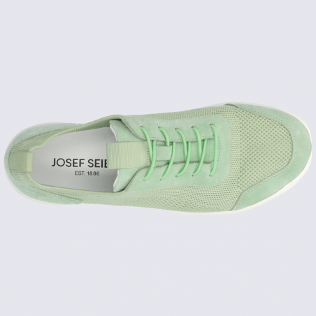 Baskets Josef Seibel, baskets tricotées à lacets femme en textile vert menthe