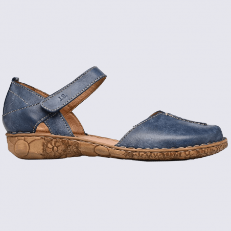 Sandales Josef Seibel, sandales à bouts fermés femme en cuir bleu
