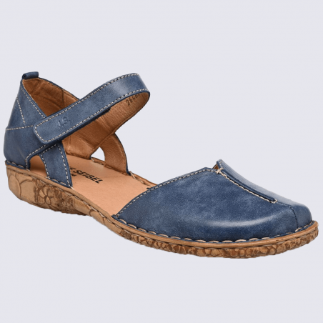 Sandales Josef Seibel, sandales à bouts fermés femme en cuir bleu