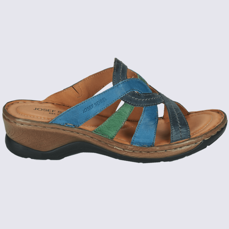 Mules Josef Seibel mules ete confortables femme en cuir bleu Igert Chaussures Maroquinerie