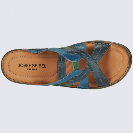 Mules Josef Seibel, mules été confortables femme en cuir bleu