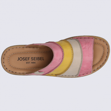 Mules Josef Seibel, mules à bouts ouverts femme en cuir rose