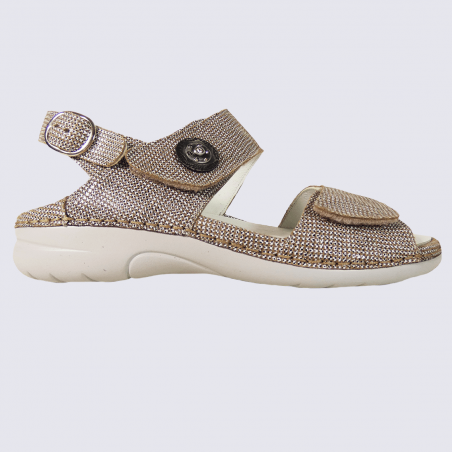 Sandales Waldlaufer, sandales confortables femme en cuir beige moucheté