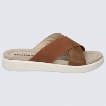 Mules Westland by Josef Seibel, mules à bandes élastiquées femme en cuir camel