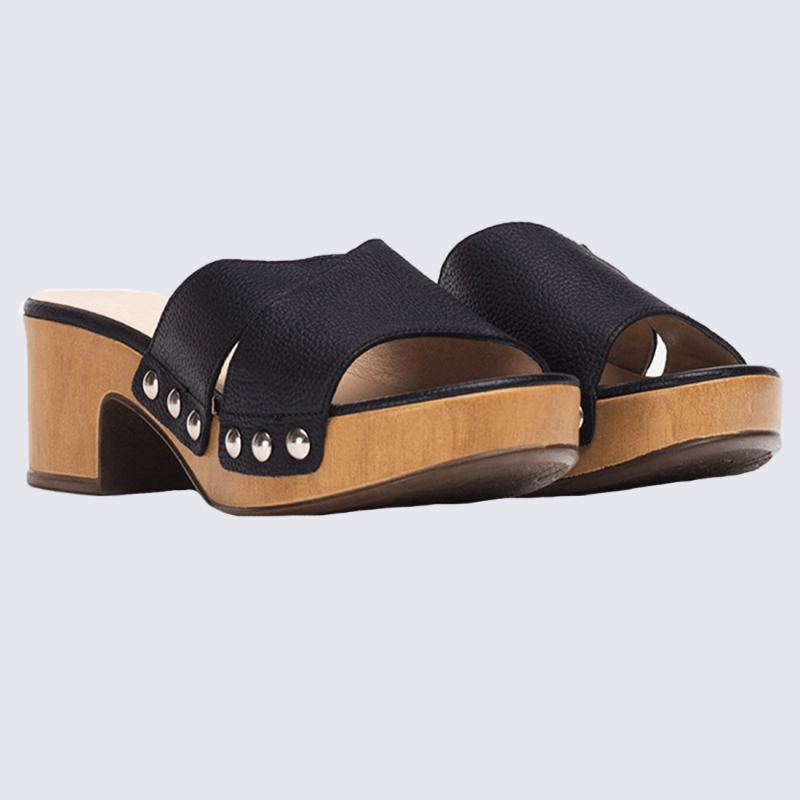 Mules Wonders mules talon clout es femme en cuir noir Igert