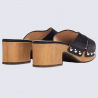 Mules Wonders, mules à talon effet sabot ouvert femme en cuir noir Mules Wonders, mules à talon effet sabot ouvert femme en cuir noir