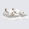 Mocassins Wonders, mocassins pompon tendances femme en cuir et maille blanc Mocassins Wonders, mocassins pompon tendances femme en cuir et maille blanc