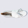 Mocassins Wonders, mocassins pompon tendances femme en cuir et maille blanc Mocassins Wonders, mocassins pompon tendances femme en cuir et maille blanc