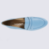 Mocassins Wonders, mocassins talon compensé femme en cuir bleu Mocassins Wonders, mocassins talon compensé femme en cuir bleu
