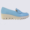 Mocassins Wonders, mocassins talon compensé femme en cuir bleu Mocassins Wonders, mocassins talon compensé femme en cuir bleu