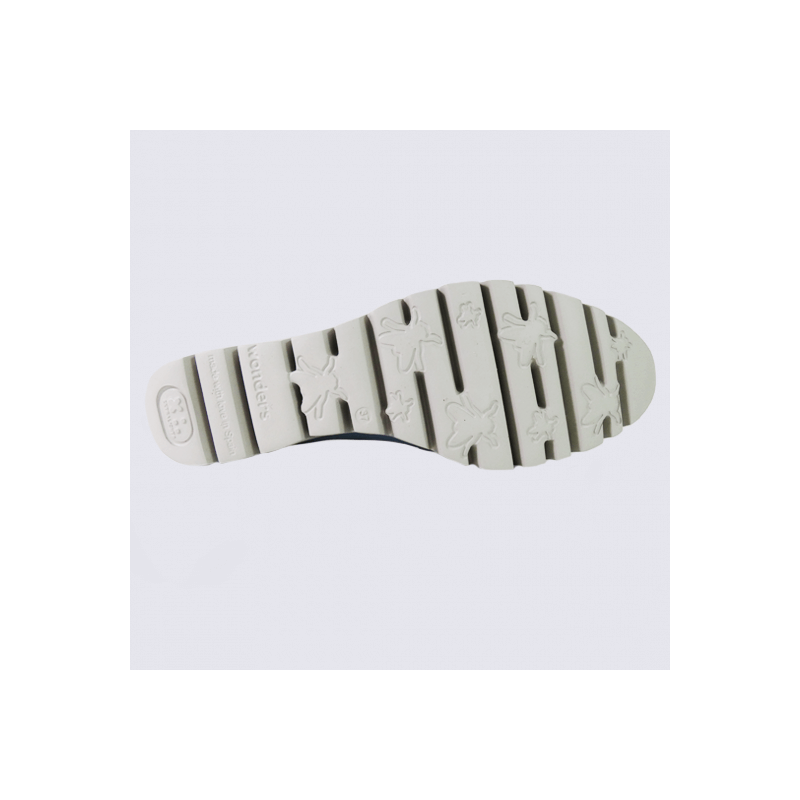 Mocassins Wonders, mocassins talon compensé femme en cuir bleu