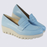 Mocassins Wonders, mocassins talon compensé femme en cuir bleu Mocassins Wonders, mocassins talon compensé femme en cuir bleu