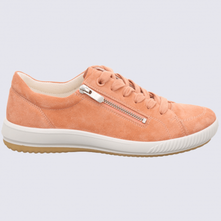 Baskets Legero, baskets basses femme en cuir nubuck velours pêche