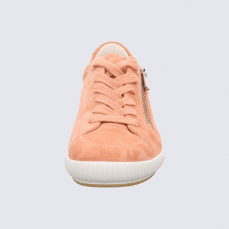 Baskets Legero, baskets basses femme en cuir nubuck velours pêche