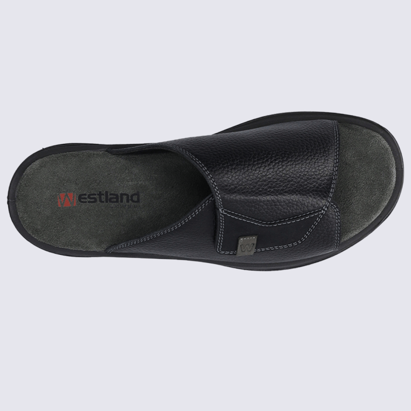 Mules Westland by Josef Seibel, mules ouvertes confort homme en cuir noir