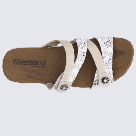 Mules Westland by Josef Seibel, mules ouvertes velcro femme en cuir beige