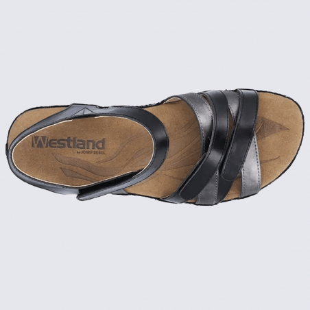 Sandales Westland by Josef Seibel, sandales velcro femme en cuir noir
