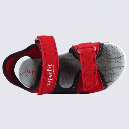 Sandales Superfit, sandales sportives enfants en velours rouge gris