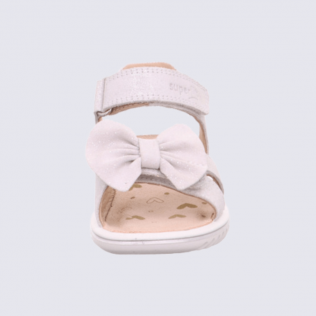 Sandales Superfit, sandales scintillantes filles en cuir nubuck blanc