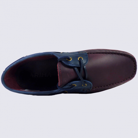 Chaussures Arima, chaussures bateau homme en cuir marine bordeaux