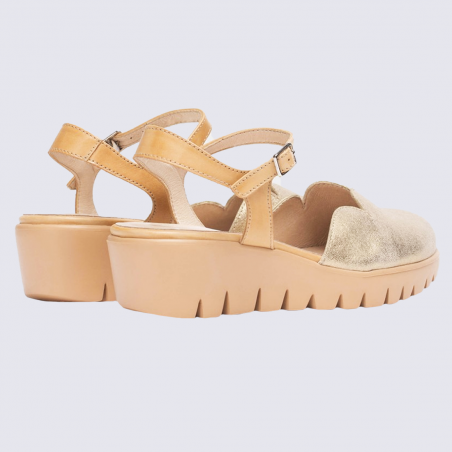 Sandales Wonders, sandales fermées tendances femme en cuir doré