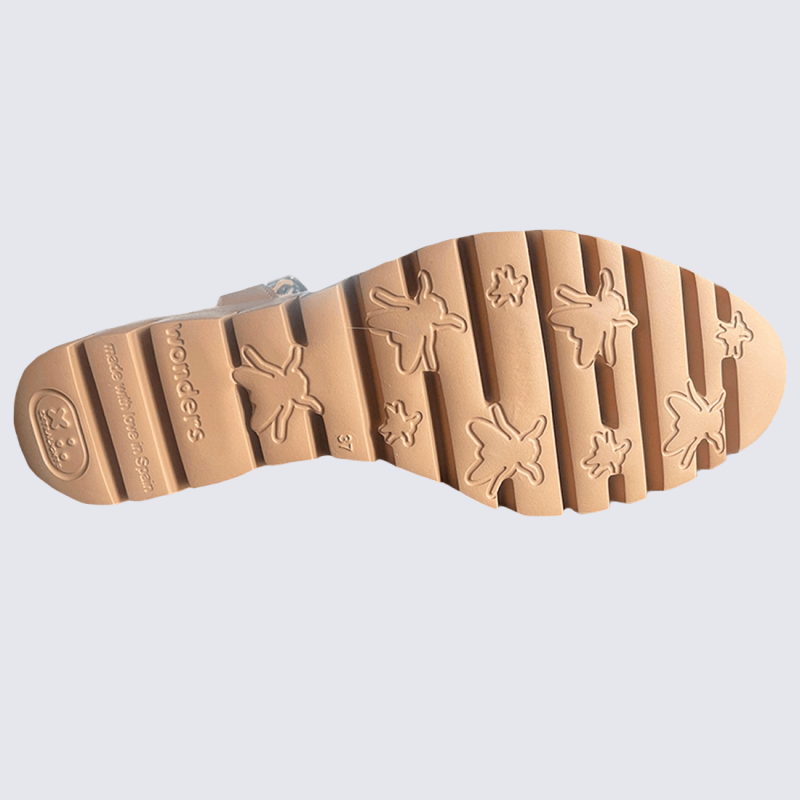 Sandales Wonders, sandales fermées tendances femme en cuir doré